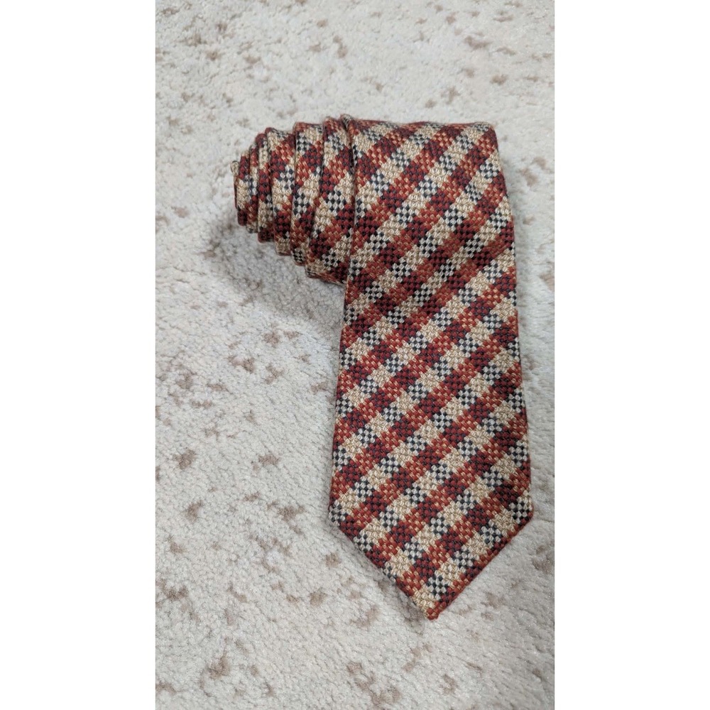 Vintage Ermenegildo Zegna Tie Men's Cashmere Check Quiet Luxury Classic